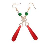 Holibanna 1 Par De Pendientes De Retro Pendientes De Cadena Pendientes De Aro De Perlas De La Tapa Joyería Del Castillo Pendientes De Diamantes De Imitación Rojos Pendientes De Joyería