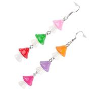Holibanna 1 Par Pendientes de champiñones coloridos arete de hongos colgados joya joyería de setas aretes colgantes con setas accesorios de setas el plastico Colorful