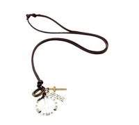 Holibanna 1 Pc Collar Cadena De Cuello De Piel De Vaca Decoración Vintage Cinturón Retro Accesorios De Disfraces Nupcial Elegante Colgante Ajustable Con El Signo De La Paz Coffee Aleación