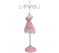 Holibanna 1 Pc Estante De La Joyería Arete Soporte De Exhibición Mini Forma De Vestido De Maniquí Estante De Exhibición De La Joyería Tendedero Almacenamiento Artesanía Resina Natural Rosa