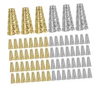 Holibanna 100 piezas Tapas Finales para Cordón de Cuero Capuchones Metálicos Reemplazables para Borlas DIY Surtido Plata Antigua y Dorado Accesorios para Manualidades y Fabricación de