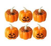 Holibanna 12 Piezas Lámpara de Fiesta de Halloween Luz de Calabaza de Halloween, Velas de Simulación Led, Plástico, Electrónica, Naranja, sin Humo, Efecto Vela Real, para Mesa Familiar