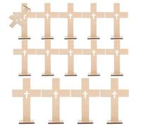 Holibanna 14 Piezas Cruces de Madera para Bautismo Mini Cruz de Madera sin Terminar Beige Fácil de Colgar para Iglesia Boda y Comunión Decoración Espiritual de Hogar y Navidad y Pascua