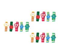 Holibanna 15piezas Relojes De Madera para Niño Niña Diseño De Dibujos Animados Juguetes Cognitivos De Aleatorios Aprendizaje y Diversión