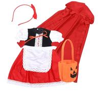 Holibanna 1juego Disfraz De Caperucita Roja y Accesorios Para Niñas Vestido De Halloween Traje De Mascarada Para Fiestas De Navidad y Otras Celebraciones
