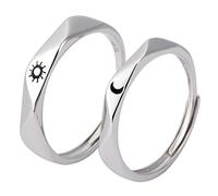 Holibanna 1par Anillos De Sun and Moon Anillos De Compromiso Ajustables Para Hombres y Mujeres Para Celebrar El