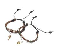 Holibanna 1par Pulsera De Mano Ajustable De Cuero Trenzado Para Pareja De Amistad Retro Diseño Creativo Para Ocasiones Especiales