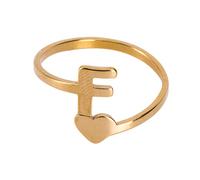 Holibanna 1pieza Anillo Inicial De Acero Inoxidable Para Mujer Diseño Retro De Corazón Joyería Delicada y Elegante Color Dorado Para y Uso Diario