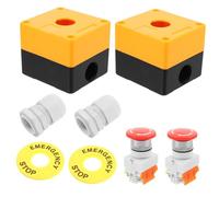 Holibanna 2 Juegos Estación de Botones de Emergencia Interruptor de Botón de Parada con Diseño Compacto y Configuración Nc No para Seguridad Industria