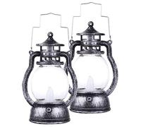Holibanna 2 Lámparas LED de Queroseno Retro Vintage de Plástico Mango, Decoración para Fiesta y Hogar, Adorno Portátil en Forma de Lámpara Clásica