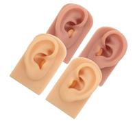 Holibanna 2 Pares Modelo de Oreja Humana de Silicona Realista Flexible para Práctica de Perforación de Izquierdo y Derecho Herramienta y Ligera para Entrenamiento de Anatomía