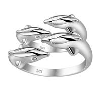 Holibanna 2 Piezas Anillo Ajustable Doble Delfín de Cobre Joyería Animal Elegante para Mujer Diseño Abierto Accesorio Versátil para Diario y Fiestas