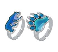 Holibanna 2 Piezas Anillo de Dedo Termocromático Polar y Anillo de Dibujos Animados Joyería Decorativa para Creativo y Único