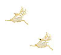 Holibanna 2 Piezas broche navideño de alce broche de bufanda broche para la ropa pin de solapa de traje alfiler estético broche de ciervos insignia de ropa broche de ropa aleación Golden