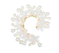 Holibanna 2 Piezas Ear cuff flor perla Pendientes vintage orejeras manguito de oreja White