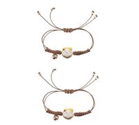 Holibanna 2 Piezas Pulsera De Gatito De Cerámica Pulsera De Cuerda De La Suerte Pulseras De Papel para Eventos Libra Esterlina con Cuentas Pulsera De Cuerda De Joyas Yellow Aleación