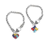 Holibanna 2 piezas Pulseras de Concienciación Autismo de Puzzle Creativas de Aleación de Zinc Ligera y Duradera para Mujeres