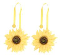 Holibanna 2 Series Corbata De Cortina con Flor De Girasol Perlas De La Puerta Ganchos para Cortinas Vides Hebillas Porta Cortinas Alzapaños Magnéticos para Cortinas. Metal Yellow 2 Piezas*2