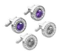 Holibanna 2pares Gemelos De Esmoquin Para Hombre Zirconitas Brillantes Cufflinks Redondos y Morado Accesorio Elegante Para Trajes y Camisas