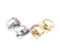 Holibanna 2piezas Brackets Dorados Forma De Corazón Gemas De Imitación y Circonitas Brillantes Decoración para Dientes De Rapero De Hip Hop para Mujeres y Hombres