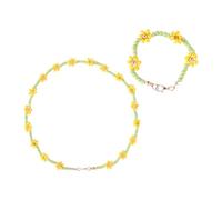 Holibanna 2piezas Conjunto De Pulsera y Collar Para Niñas Joyas De Cuentas Hechas Mano Pulsera De Cuentas Acrílicas Para Jugar El Parque