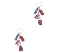 Holibanna 2piezas Llaveros De Metal Diseño De Bandera Del Unido Llavero Souvenir Temático Británico Accesorios Para Coche y Bolsos Para Amantes De Inglaterra