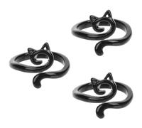 Holibanna 3 Piezas Anillo De Gato Anillos De Dedo Pequeño Anillo Anillos De Gato Anillos De Metal Para Mujer Anillo De Metal Anillos Ajustables Mujer Anillos Delicados Aleación Black