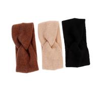 Holibanna 3piezas Diadema De Algodón Ancha y Gruesa Calentadora De Orejas Elásticas Envolturas Cabello Invierno y Negro y Café