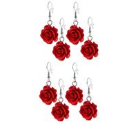 Holibanna 4 Pares Joyería De Estilo Étnico Pendientes Femeninos Flor Rosa Matrimonio Novia Decoración Rojo 2 Pares 4 Piezas Pendientes Llamativos Decoración Femenina Arete Metal Chica Pétalo