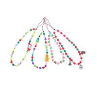 Holibanna 4 Piezas Cadena de Cuentas para Móvil Navideña Ligera y Colorida con Muñeco de Santa y Árbol Pulsera Corta para Fiestas y Diario