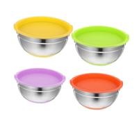 Holibanna 4 Piezas Conjunto de Tazones Inoxidable con Tapas Tazones Antideslizantes para y Servir para Ensaladas Frutas y Colores Mezclados