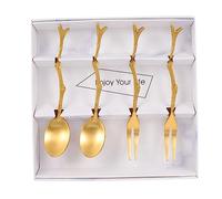 Holibanna 4 Piezas Cubiertos Portátil Inoxidable Set para Oficina Escuela y Uso Diario para Postres y Frutas Diseño Chic con Retro