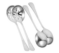 Holibanna 4 piezas Cucharas Inoxidable Bebés Resistentes al Calor con Diseño Seguro para Encías Delicadas Incluye Cucharas para Sopa y Prensa Frutas Reutilizables y Portátiles con Estuche