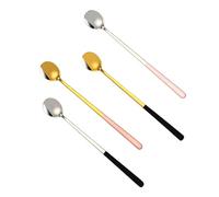 Holibanna 4 piezas Cucharas Inoxidable Café y Postres Mango Ergonómico Alargado Cabezal Redondo Seguro para Té Azúcar y Helados Utensilios Cocina Menaje Cocina