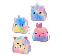 Holibanna 4piezas Monederos De Unicornios Forma De Animal Lindo y Creativo Bolsas De Dinero De Peluche para Niñas De Cumpleaños y Accesorios De Fiesta