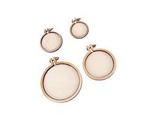 Holibanna 5 Piezas Mini Bastidores de Madera para Bordar Aro Redondo con Cadena Dorada Marco Fijador para Punto de Cruz Decoración y Manualidades DIY