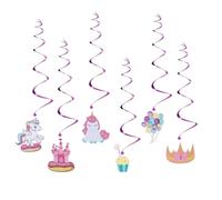 Holibanna 6 Espirales Colgantes en Pvc para Fiesta Temática de Unicornio, Decoraciones en Espiral Coloridas para Cumpleaños, Accesorios Decorativos para Techo y Eventos Festivos