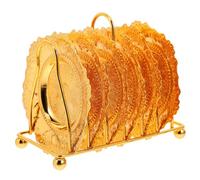 Holibanna 6 Piezas Bandeja de Frutas Dorada Soporte Elegante Plato Redondo para Aperitivos para Decoración de Bodas y Fiestas Accesorios de Cocina Multifuncionales