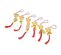 Holibanna 6 Piezas Colgantes Año Chino Decoración Festiva con Borlas Rojas Amuletos Suerte Año del Caballo para Hogar Oficina y Festival Primavera