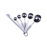 Holibanna 6 piezas Cucharas Medidoras Inoxidable con Mango de Resistente y Fácil de Limpiar Tazas Medidoras para Cocina y Café con Organizador Anillo Utensilios Profesionales para