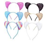 Holibanna 6piezas Diademas De Gato Lentejuelas De Coloridas Para De Halloween y Disfraces Accesorios De Pelo Adorables Diseño De Orejas De Gato