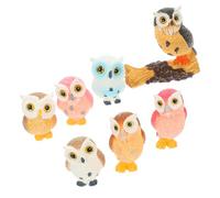 Holibanna 7 Piezas Figura del búho diminuto búho a búho Falso búho de jardín cifra búhos esculpido Animales Estatua de Resina de búho decoración de Resina para el hogar