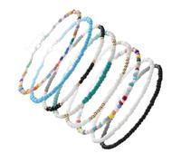 Holibanna 8Pcs Tobillera de cuentas de Color praia acessorios tobillera de diseño chic y novedoso joyería de tobillo de niña cadena de pie de colores cuentas tobilleras Rosario