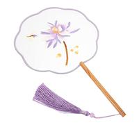 Holibanna Abanico Redondo Chino de Doble Cara con de Seda Decoración para Bodas y Fiestas para Manualidades y
