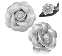 Holibanna Accesorios para Zapatos de Mujer, 2 Clips Flores de Satén Plateadas, Broches Desmontables, Ideales para Tacones, Sandalias y Eventos Obsequios