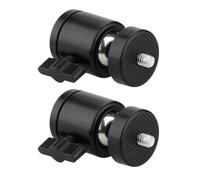 Holibanna Adaptador de Rótula de Trípode 1/4 Negro, Soporte Metálico para Luz de Anillo y Cámara, Cabezal Esférico Giratorio 360° para Fotografía y Vídeo, Paquete de 2 Piezas