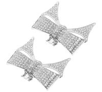 Holibanna Adorno para Zapatos de Mujer en Forma de Lazo Plata Aleación Segura y Diseño de Pedrería Adecuado para Bodas y Fiestas, 1 Par