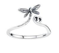 Holibanna Anillo Abierto de Libélula S925 en Plata Fina, Diseño Ajustable para Mujer y Niña, Joyería de Moda Ligera y Creativa, Accesorio Adecuado para Obsequio y Uso Diario