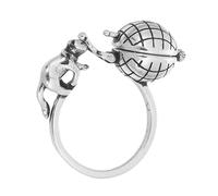 Holibanna Anillo Aromaterapia Ajustable Abierto Vintage con Diseño Gato Portátil con Bola Aromática Reemplazable Accesorio Hueco para Mujer y Hombre