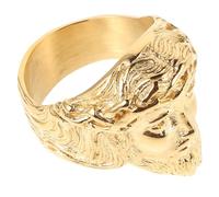 Holibanna Anillo de Acero Inoxidable con Grabado Detallado de para Hombre Talla Diseño Gótico Elegante Joyería Religiosa Resistente y Cómoda para Uso Diario y Ocasiones Especiales